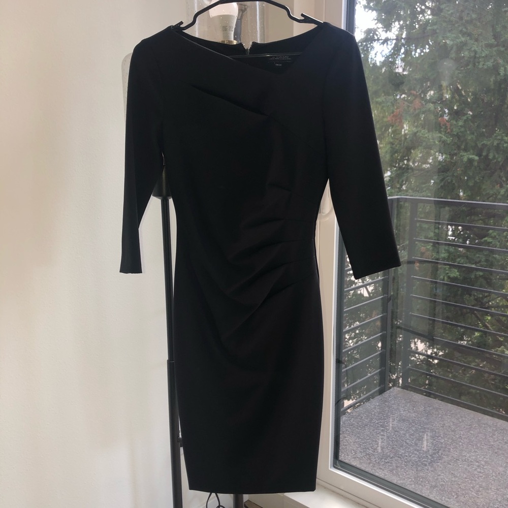 Black sheath dress for work cut-out detail